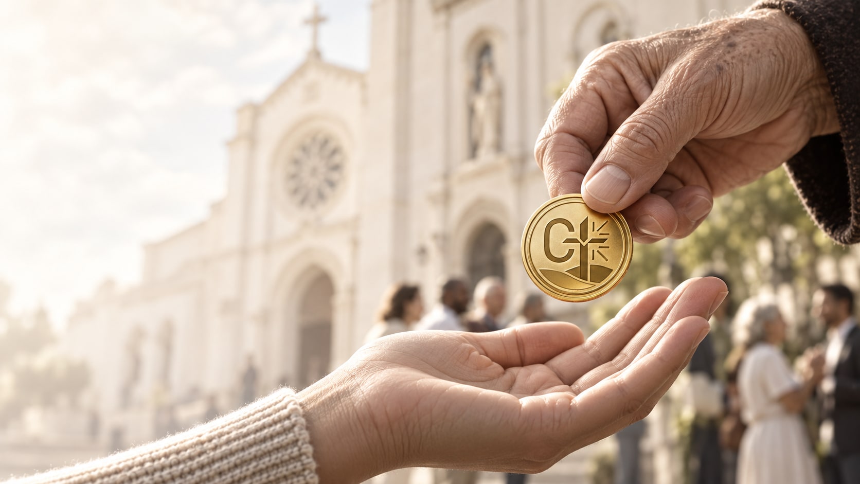 A gold Catholic Token passed between generations