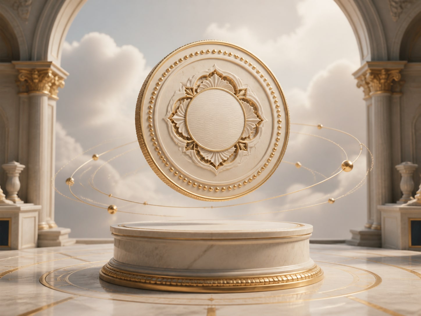 Gold and ivory digital currency concept